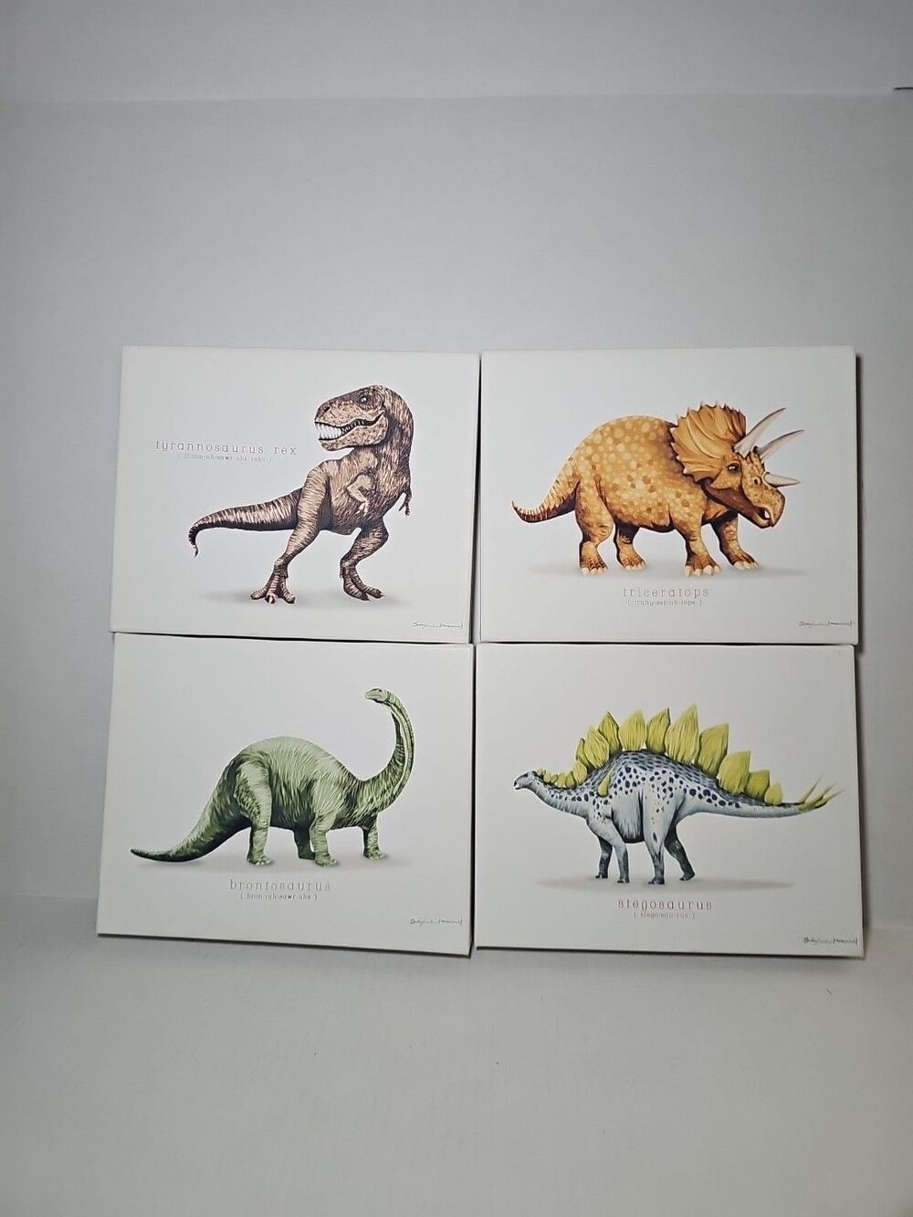 Stupell Educational Dinosaurs Scientific Species 4 Piece Canvas Wall Art Set